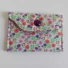 Envelope style floral purse with button fastening, Loyalty card holder