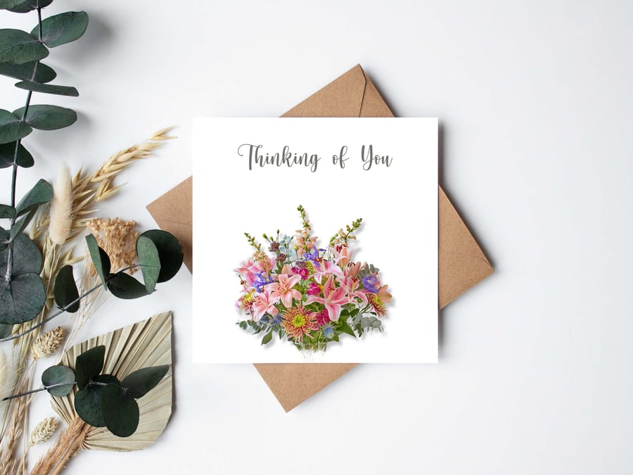 Thinking of you - Beautiful textured card 15x15cm - Sympathy - Bereavement - Kee