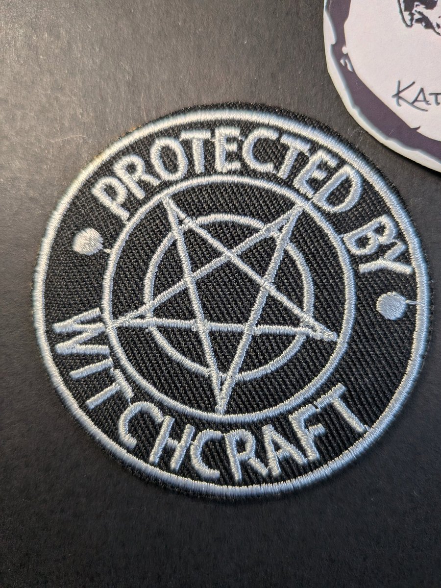 Protected By Witchcraft Pentagram Embroidered Iron-On Patch - 6cm