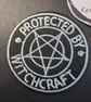 Protected By Witchcraft Pentagram Embroidered Iron-On Patch - 6cm - Image 1