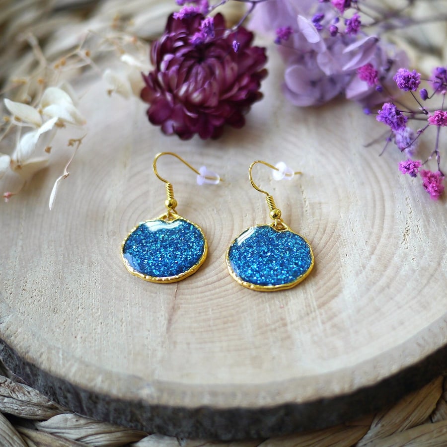 Light Blue Sparkly Dangle Earrings - Hypoallergenic