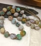 Crazy agate knotted cord green, yellow, brown and orange necklace, toggle clasp  - Image 3