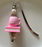 Pink Coffee & Book Metal Silicone Bookmark, Gift for Book Loves, Teacher Gift