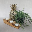 Triple Upcycled Wooden Tealight Holder Reclaimed Wood Candle Gift