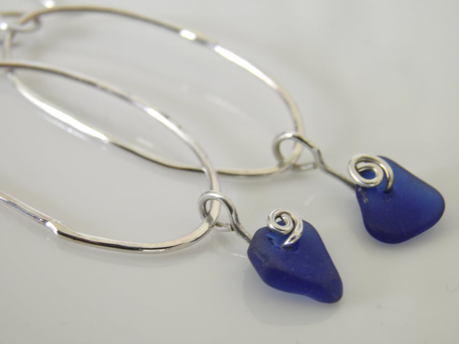 Blue Sea Glass Earrings