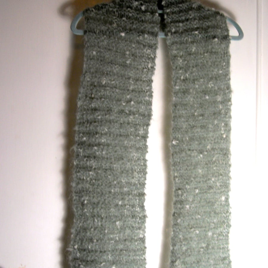 Soft Green Hand Knitted Scarf