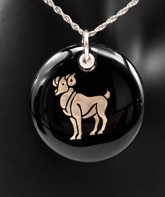 Aries Fused Glass Pendant with Real Platinum Lustre Symbol