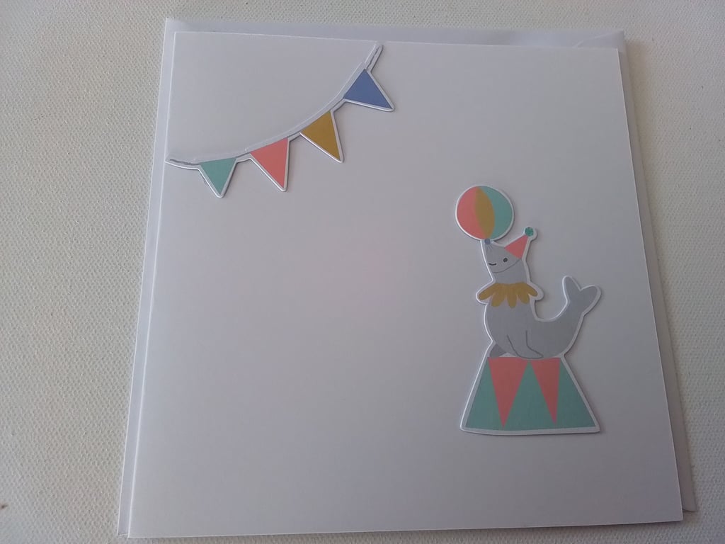  Circus theme card. Performing seal. Ref 303