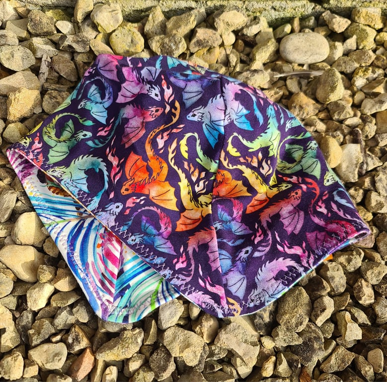 Reversable Bike Helmet Hat Adult S Teen - Rainbow Dragons & Rainbow Zebras 