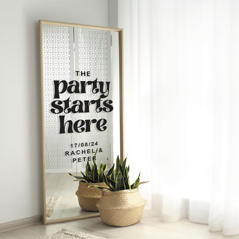 Party Starts Here - Personalised Wedding Vinyl Sticker: Custom Wedding Decor