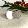 Small Silver Stud Earrings  - Handmade in UK imprinted with a leaf pattern