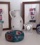 Pretty Patterned Pink Blue Teal Handstitched Geometric Small Art Pictures - Image 5