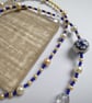 Ceramic Bloom Blue & Gold Floral Necklace - Image 5