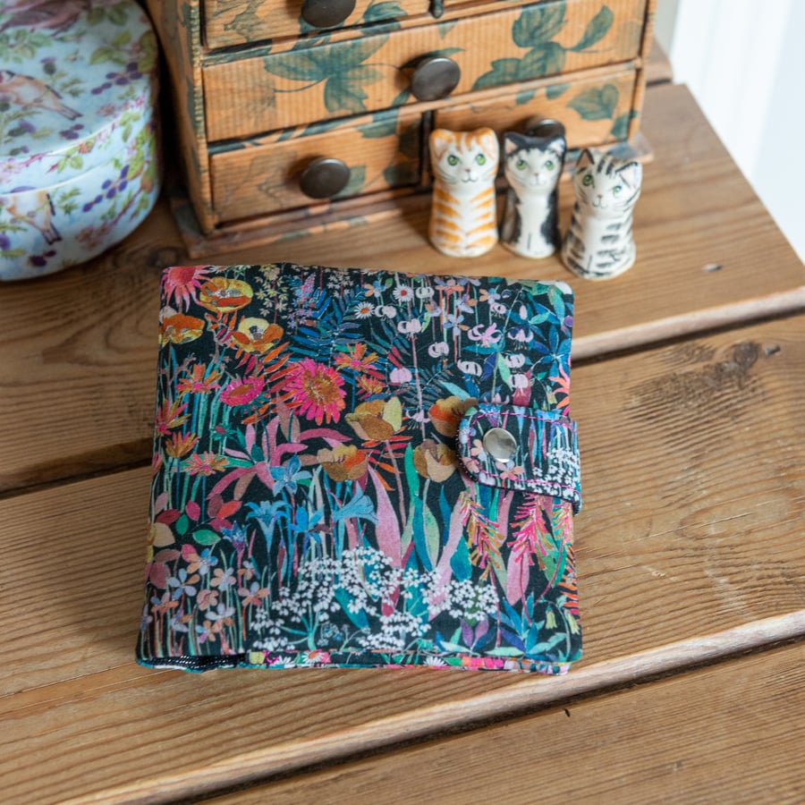 Sewing case or kit made with sophisticated Liberty Tana Lawn 'Faria' print