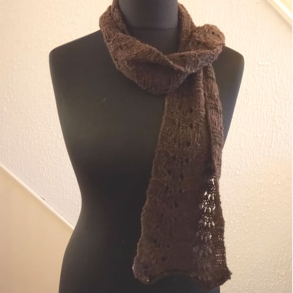 Handspun and Hand-knitted Scarf in North Ronaldsay Wool