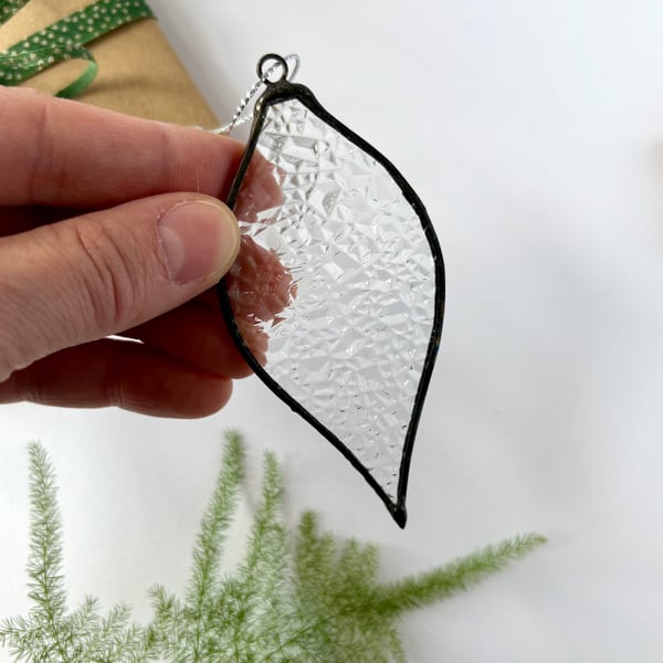 Stained glass Christmas bauble, Unique frost Christmas decor, Secret Santa