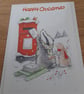 CUTE CHRISTMAS CARD WITH BADGER, RABBIT AND ROBBIN POSTING THERE XMAS CARDS. - Image 1