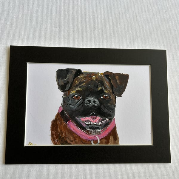 Pug portrait. Original painting 5x7" 