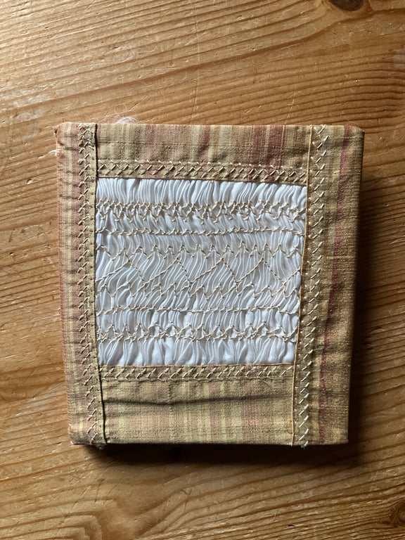 Hand Smocked Gold Striped Silk Needlecase