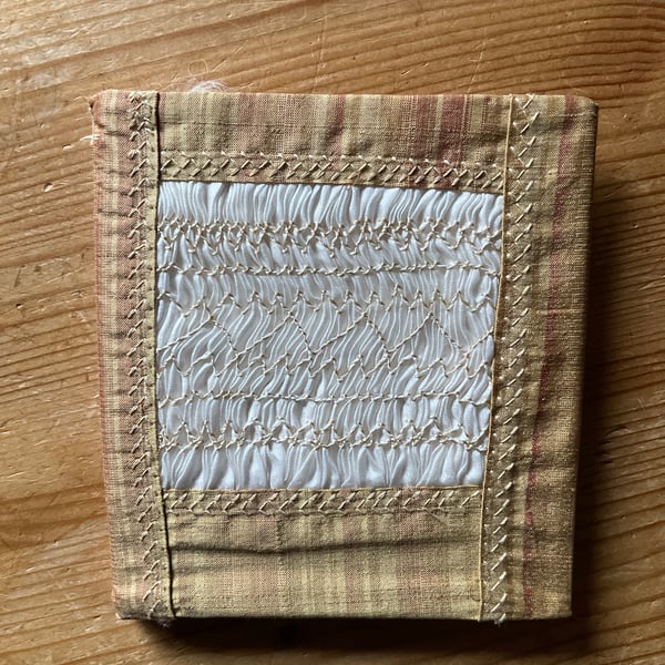 Hand Smocked Gold Striped Silk Needlecase