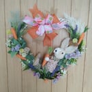 12" Wicker heart shaped Bunny Wreath 