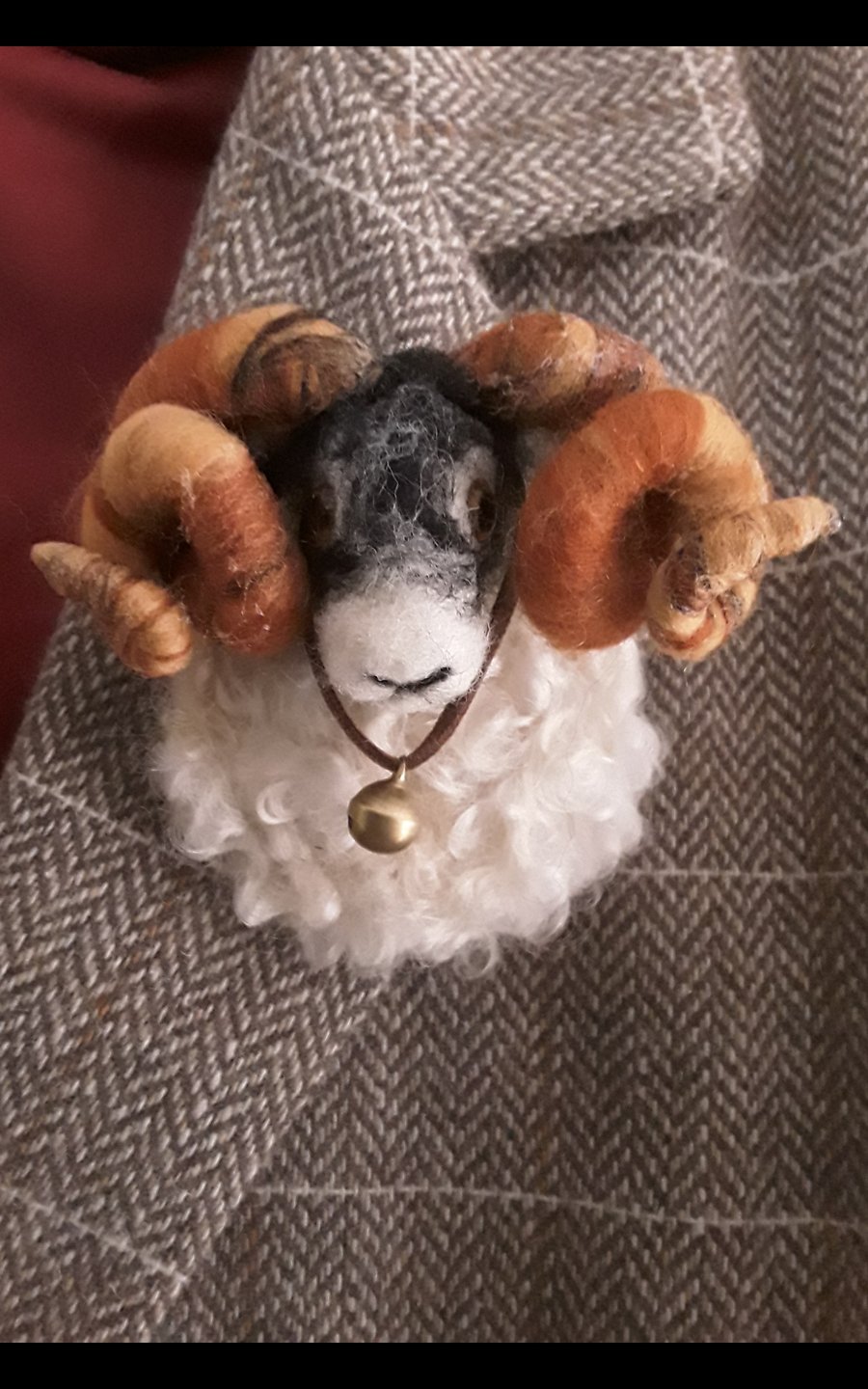 Sheep Brooch Needle Felted 