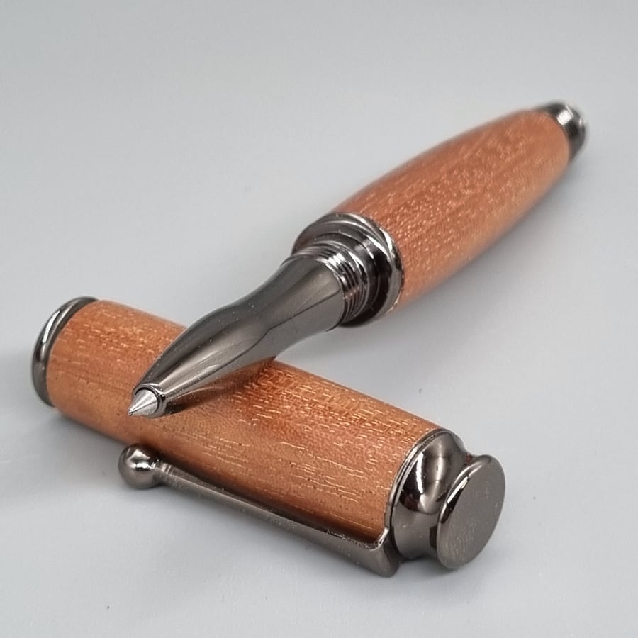 Mahogany and Gun Metal Roller Ball Pen