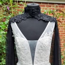 Gothic Romance: Black Wedding Cape Veil for the Bride with Elegant Lace Edge