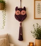 Brown Macrame Owl Wall Hanging - Handmade Boho Wall Decor.