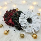Christmas Magic Scrunchie Set – Handmade Festive Hair Accessories in Red, Green 