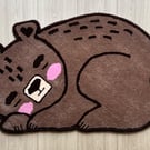 100% New Zealand Wool Bear Rug, Handmade Tufted Sleeping Bear Nursery Decor