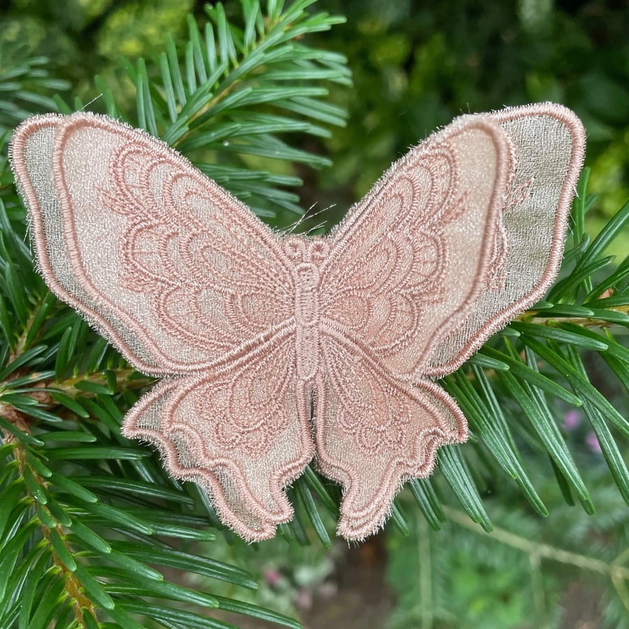  Rose Gold Organza Butterfly on Alligator Clip PB9