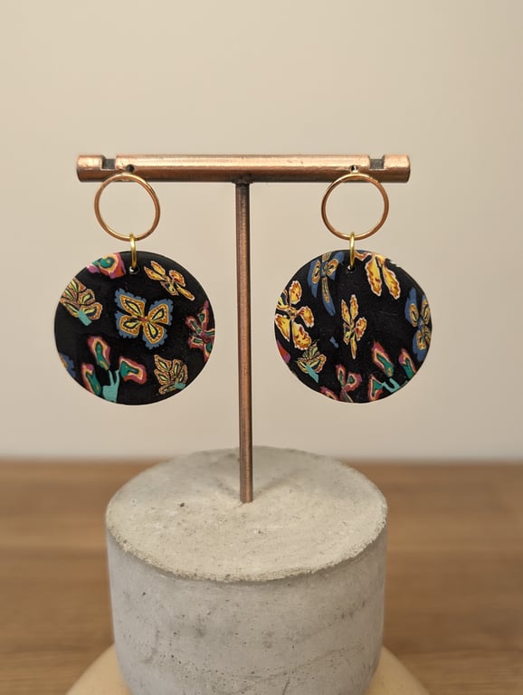 Summer bloom large circle dangle earrings