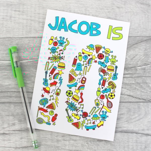  Boys 4th, 5th, 6th 7th, 8th, 9th, 10th Personalised Birthday Card 