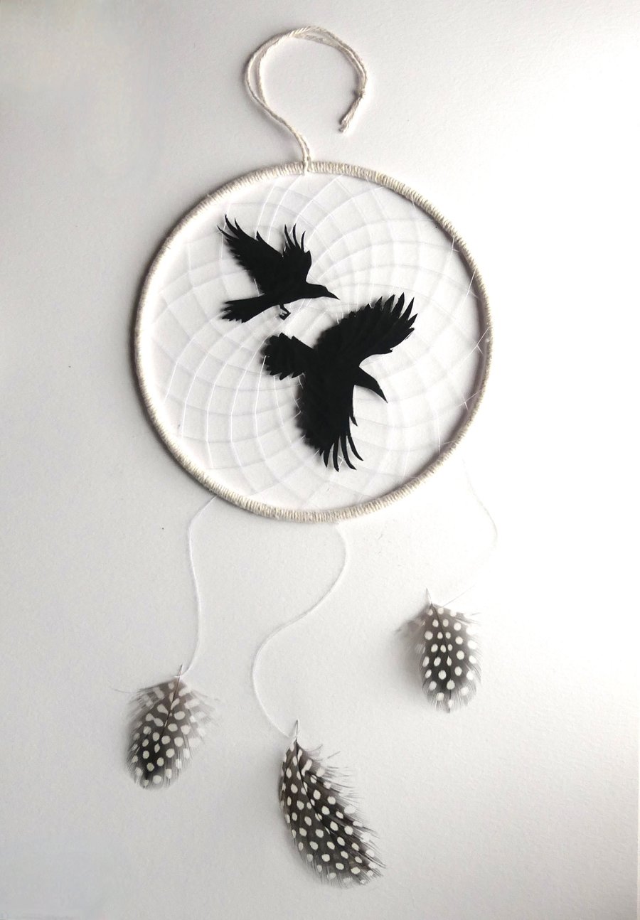 Raven Spirit Dreamcatcher - Handmade Nature Inspired Wall Hanging Joy Gift