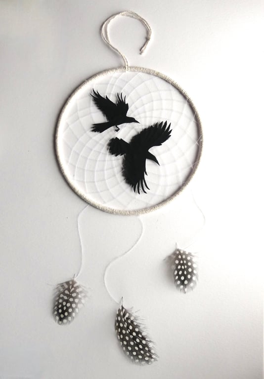 Raven Spirit Dreamcatcher - Handmade Nature Inspired Wall Hanging Joy Gift