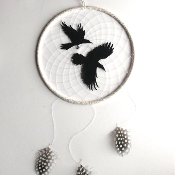 Raven Spirit Dreamcatcher - Handmade Nature Inspired Wall Hanging Joy Gift