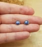 Hypoallergenic small Blue Kyanite stud earrings. Stainless steel - Image 2