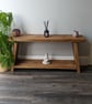 Handmade Rustic Wooden TV Console Unit: Farmhouse Bedside Shelf Table Book Shelf - Image 5
