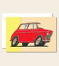 Classic Mini Car Card: Hand Drawn Birthday Card for a Car Lover - Card for Him