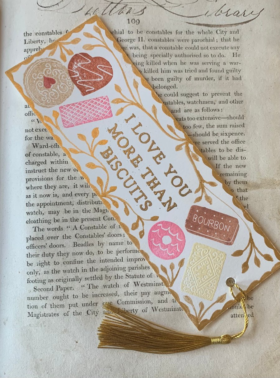 I Love You More Than Biscuits Handmade Bookmark