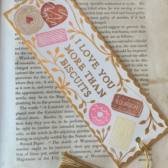 I Love You More Than Biscuits Handmade Bookmark