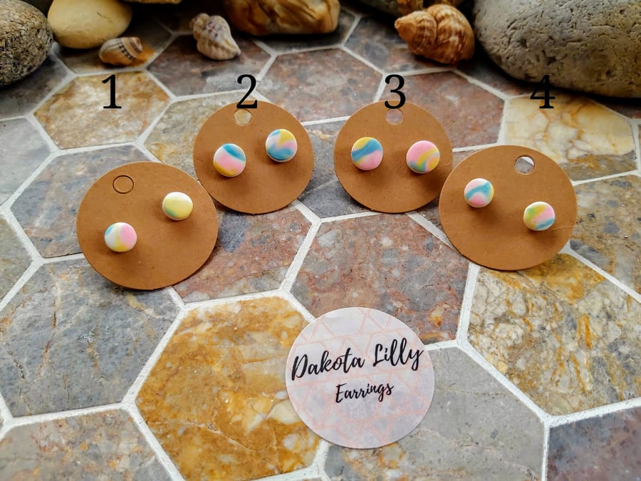 Pastel polymer clay earrings studs