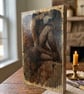 Rustic Gold Leaf Textured Abstract Figure Pine Wood Wall Art - Photo Transfer