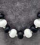 black and white lampwork glass necklace seaglass style - Image 4
