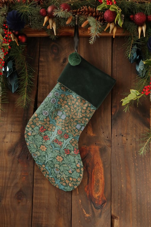 William Morris Christmas Stocking Vintage Blackthorn Green