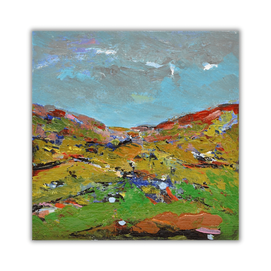 A framed acrylic painting - A Scottish landscape - A Scottish Glen