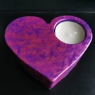 Heart Shaped Tealight Holder (Pink with purple) 