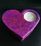 Heart Shaped Tealight Holder (Pink with purple) 
