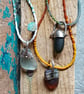 Frosty aqua sea glass, silver and seed-bead swivel necklace pendant. - Image 3